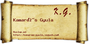Kamarás Gyula névjegykártya